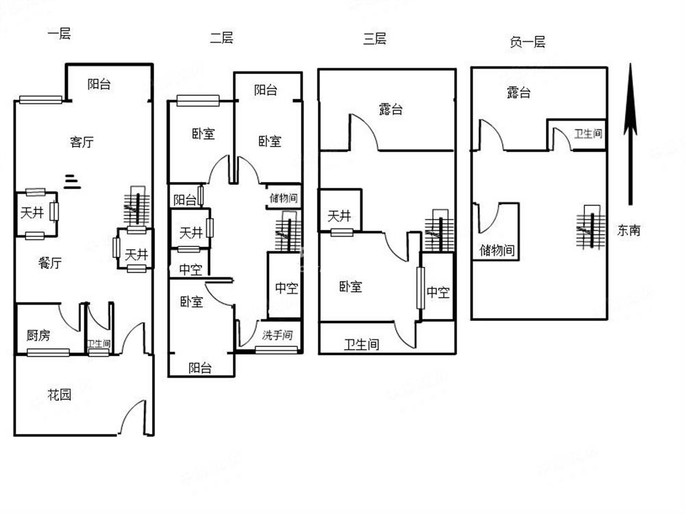 万科东海岸四期别墅 上下四层使用面积600平