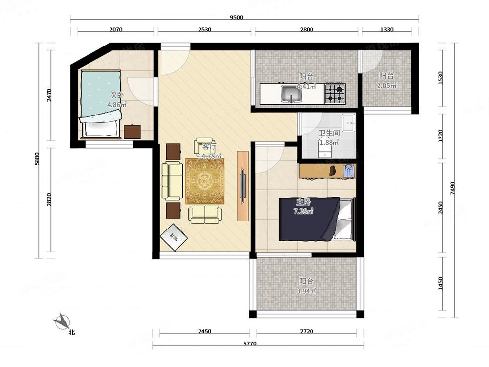 凤凰雅居,精致两房,精装修,首付低